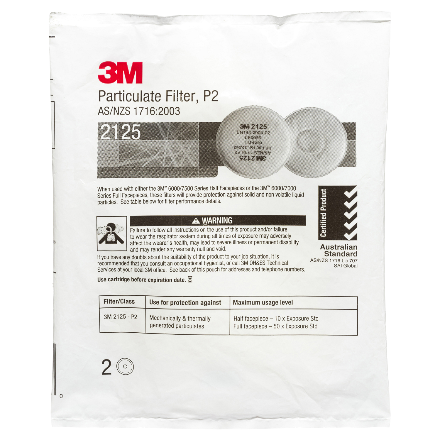 PARTIKELFILTER 3M 2125P2